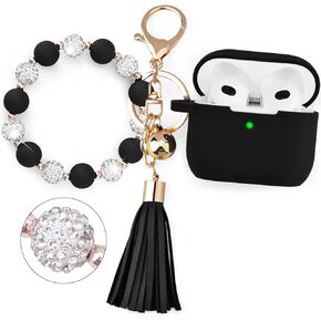 Case for Airpods 3rd Generation 2021, Filoto Silicone Airpod 3 Case Cover with Cute Bling Bracelet Keychain for Women Girl, Apple Airpods Gen 3 Protective Wireless Charging Case (Bling Pink)