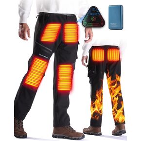 Heated Pants with 20000mAh Battery Pack Electric Heated Snow Hiking Pants Winter Softshell Outdoor Trousers