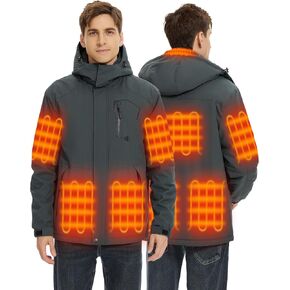 Heated Jackets for Men with 18400mAh 12V Battery Pack Included, Mens Heated Jacket with Fur Lining