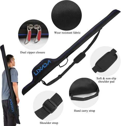 Portable Fishing Rod Case, 63'' Fishing Pole Bag Portable Fishing Rod Case Folding Fishing Pole Holder Large Capacity Rod Tackle Organizer Storage Bag Softcase in Saudi Arabia