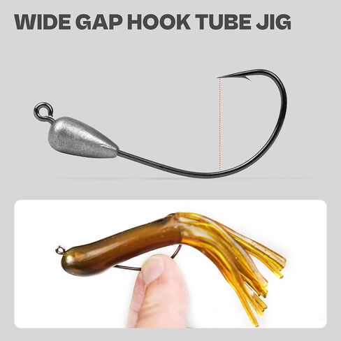 Tube Jig Heads for Bass Fishing 1/8 3/16 1/4 3/8oz with 3/0 4/0 Hooks (15 PCs) in Saudi Arabia
