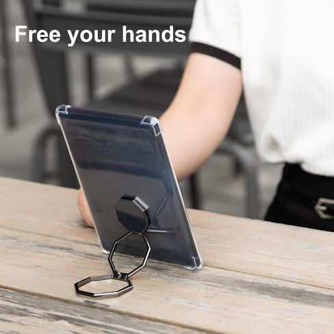 CoBak Clear Case for All-New Kindle Paperwhite 11th Gen 2021 & Signature Edition(6.8") - Lightweight Silicone Back Cover with Hand Strap Finger Grip Holder, Folding Stand Metal Ring Closure in Saudi Arabia