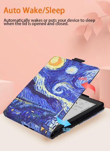 حافظة DTangLsm لجهاز Kindle Paperwhite 6.8 بوصة الجيل الحادي عشر 2021 Kindle Paperwhite Signature Edition (M2L3EK/M2L4EK)، حافظة نحيفة من جلد البولي يوريثان، غطاء خفيف الوزن مع حزام يد، زهر اللوز in Kuwait