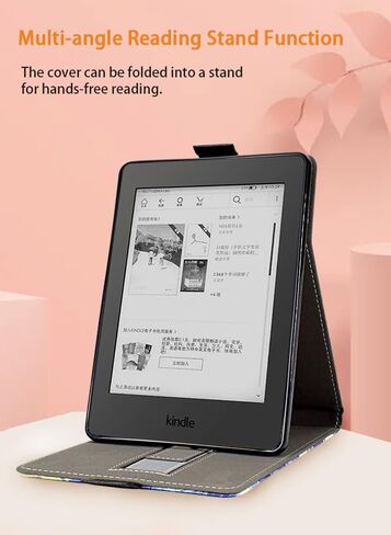 حافظة DTangLsm لجهاز Kindle Paperwhite 6.8 بوصة الجيل الحادي عشر 2021 Kindle Paperwhite Signature Edition (M2L3EK/M2L4EK)، حافظة نحيفة من جلد البولي يوريثان، غطاء خفيف الوزن مع حزام يد، زهر اللوز in Kuwait