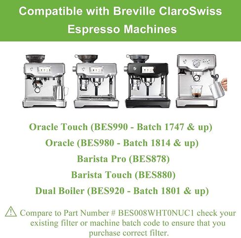 4pcs Water Filter for Breville Espresso Machine -Breville Barista Touch, Oracle Touch, Barista Pro,Claro Swiss Bes880, Bes878, Bes870, Bes876, Bes920xl-Compare to #BES008WHT0NUC1 by TOMOON in Saudi Arabia