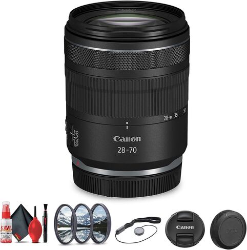 Canon RF 28-70mm f/2.8 عبارة عن عدسة STM RF (6535C002) + طقم مرشح العدسة + طقم التنظيف + غطاء العدسة (متجدد) in Saudi Arabia