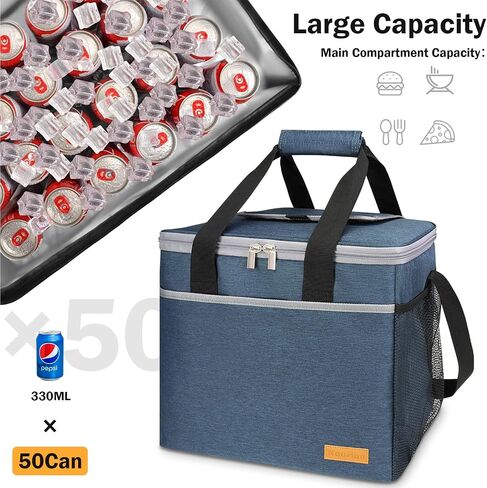 Collapsible Soft Cooler Bag,50 Cans Insulated Lunch Bag,Beach Cooler, Ice Chest,Large Leakproof Camping Cooler,Portable Travel Cooler for Grocery Shopping Picnics Work Meals in Saudi Arabia