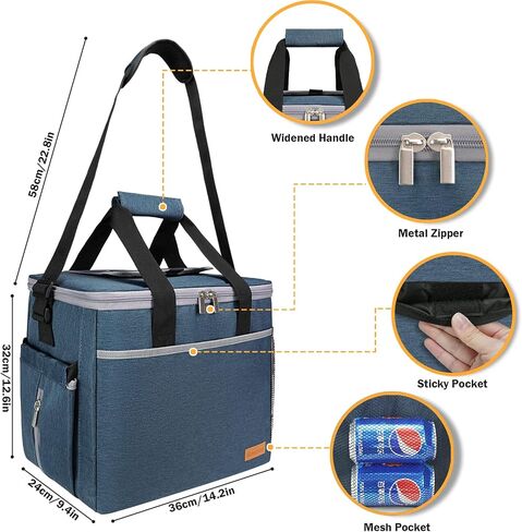 Collapsible Soft Cooler Bag,50 Cans Insulated Lunch Bag,Beach Cooler, Ice Chest,Large Leakproof Camping Cooler,Portable Travel Cooler for Grocery Shopping Picnics Work Meals in Saudi Arabia
