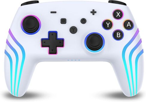 RALAN Wireless Controller Compatible with Switch/Lite/OLED/PC, Adjustable Colors RGB LED and Turbo, 4-Speed Dual Vibration, Wake Up, 6-Axis in Kuwait