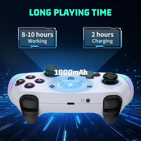 RALAN Wireless Controller Compatible with Switch/Lite/OLED/PC, Adjustable Colors RGB LED and Turbo, 4-Speed Dual Vibration, Wake Up, 6-Axis in Kuwait