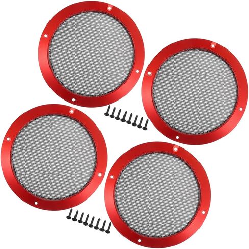 Motoforti Universal 6.5" Car Speaker Grills Cover Mesh Round 6.5 Inch Audio Speaker Subwoofer Guard Protector Case with Mounting Screws Iron Red - Pack of 4 Long-lasting in Saudi Arabia