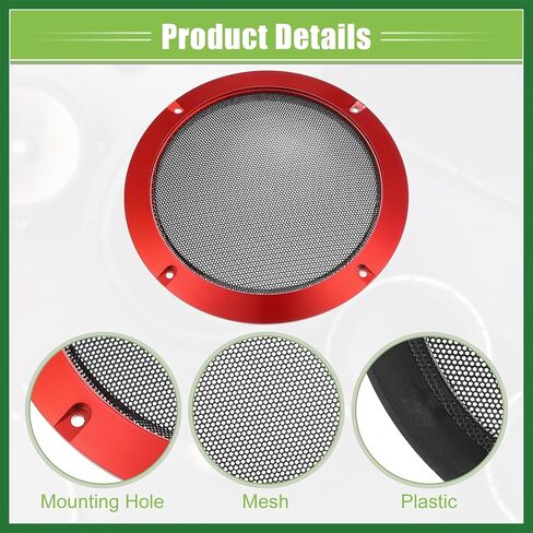 Motoforti Universal 6.5" Car Speaker Grills Cover Mesh Round 6.5 Inch Audio Speaker Subwoofer Guard Protector Case with Mounting Screws Iron Red - Pack of 4 Long-lasting in Saudi Arabia