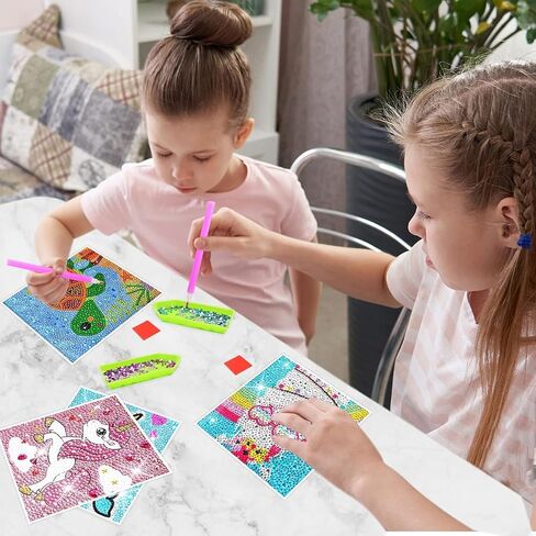 طقم رسم فني ماسي للأطفال مع إطار، 7x7 بوصة، فنون وحرف يدوية للأطفال الذين تتراوح أعمارهم بين 6-8-12 عامًا، مجموعة فنية سهلة للأحجار الكريمة الماسية حسب عدد مجموعات Dotz للفتيات والأولاد لهدايا عيد الميلاد in Kuwait