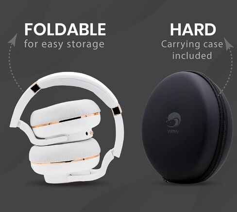 WAVV Element Active Noise Cancelling Headphones Wireless Over Ear Bluetooth Headphones with Microphone, Deep Bass, Quick Charge 40H Playtime, Comfortable Ear Pads for Cellphone/TV/PC/Laptop – White in Saudi Arabia