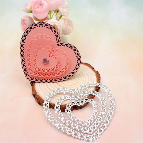 قطع قوالب قصاصات من FAWENUCY، قوالب قطع معدنية بإطار طبقات لصنع البطاقات، قالب ثقب الورق، استنسل نقش الخلفية، ديكور ألبوم DIY (16 قطعة مستطيلة - 11.1 × 14.3 سم) in Kuwait