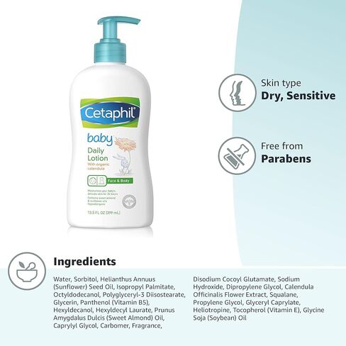 غسول يومي من سيتافيل بيبي مع الآذريون العضوي وفيتامين هـ وزيوت اللوز الحلو وعباد الشمس، 13.5 أونصة سائلة. أوز in Kuwait