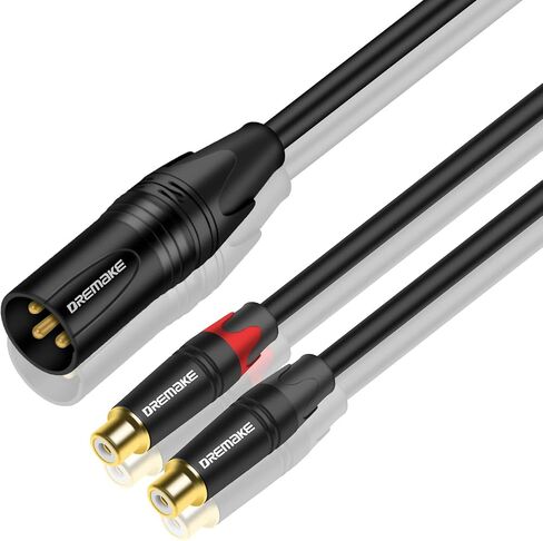DREMAKE 3 Foot Male XLR 3-Pin to Double RCA Female Y-Splitter Audio Breakout Cord, XLR Male to Dual RCA Plug Stereo Adapter Cable, 2RCA to XLR Interconnect Microphone Cable for Home Audio System - 1M in Kuwait