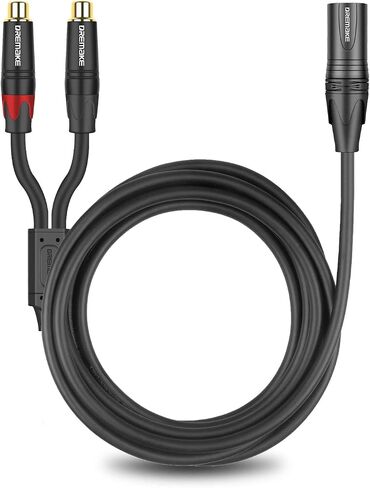 DREMAKE 3 Foot Male XLR 3-Pin to Double RCA Female Y-Splitter Audio Breakout Cord, XLR Male to Dual RCA Plug Stereo Adapter Cable, 2RCA to XLR Interconnect Microphone Cable for Home Audio System - 1M in Kuwait