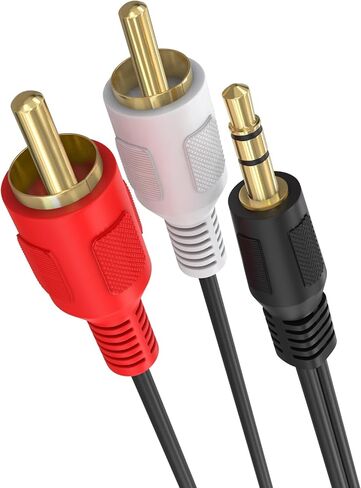 Cmple - 3.5mm to RCA Cable 12ft RCA to AUX Cord Adapter 2 RCA Y Splitter Stereo Audio Auxiliary Cord 1/8 to RCA Male to Male for Speakers, Headphones, Home Audio System, Home Theater in Saudi Arabia