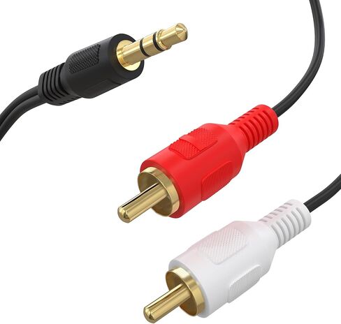 Cmple - 3.5mm to RCA Cable 12ft RCA to AUX Cord Adapter 2 RCA Y Splitter Stereo Audio Auxiliary Cord 1/8 to RCA Male to Male for Speakers, Headphones, Home Audio System, Home Theater in Saudi Arabia