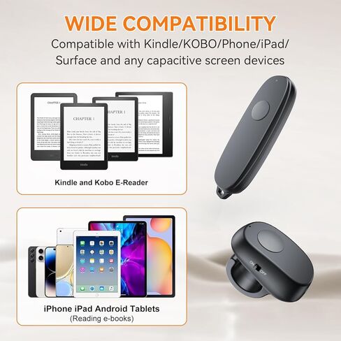 أداة تحويل الصفحات بحلقة الإصبع لجهاز Kindle Paperwhite، جهاز التحكم عن بعد لقارئات Kindle Paperwhite Kobo لأجهزة iPad اللوحية وقراءة الروايات وملحقات قراءة الكتب الإلكترونية لـ Kindle، وردي in Kuwait