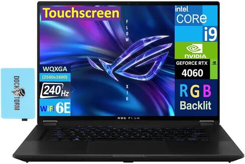 ASUS ROG Flow X16 2-in-1 Laptop 16.0" Touchscreen WQXGA Display (Intel i9-13900H, 64GB DDR5, 2TB PCIe SSD, RGB KB, Thunderbolt 4, WiFi 6E, Webcam, Bluetooth 5.3, Win 11 Home) w/DKZ USB Port Expander in Saudi Arabia