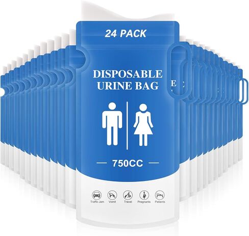 Disposable Urine Bags - 12 PCS Portable Pee Bags for Travel for Women Men, 750ML Emergency Vomit Bags Disposable Urinals, Unisex Urinal Bag for Camping, Traffic Jams, Pregnant, Patient, Kids in Saudi Arabia