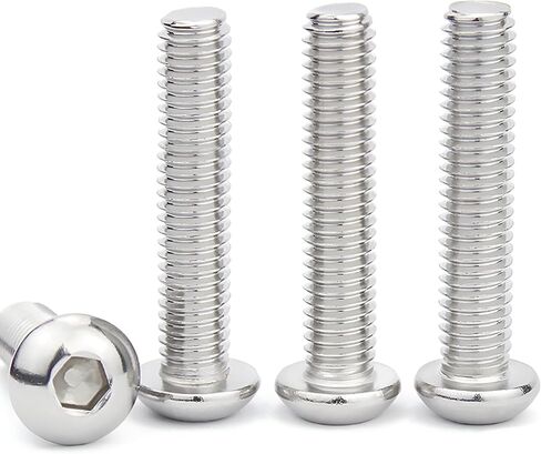 M4-0.7x25mm برغي غطاء مقبس رأس الزر، مسامير M4 25 مم متري، مسامير محرك سداسية ألين، ستانلس ستيل، خيط كامل، لمسة نهائية لامعة، خيط خشن، 50 قطعة in Saudi Arabia