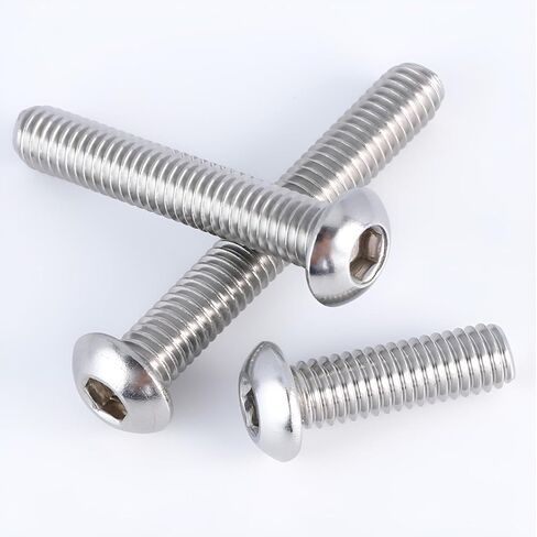 M4-0.7x25mm برغي غطاء مقبس رأس الزر، مسامير M4 25 مم متري، مسامير محرك سداسية ألين، ستانلس ستيل، خيط كامل، لمسة نهائية لامعة، خيط خشن، 50 قطعة in Saudi Arabia