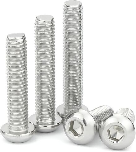 M4-0.7x10mm Button Head Socket Cap Screw,M4 8mm Screws Metric,Allen Hex Drive Bolts,Stainless Steel,Full Thread,Bright Finish,Coarse Thread, 100Pcs in Kuwait