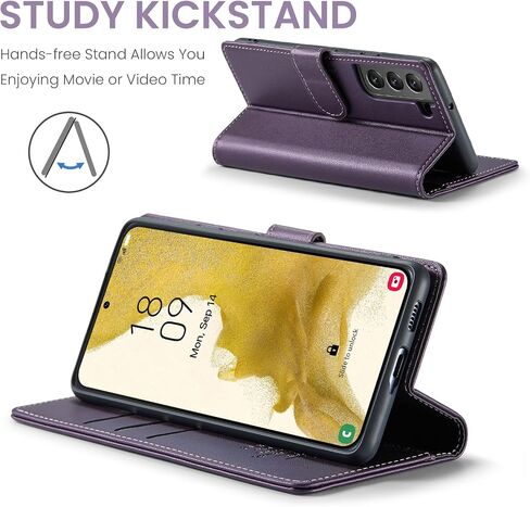 for Samsung Galaxy S22 Wallet Case with RFID Blocking Credit Card Holder, PU Leather Folio Flip Kickstand Protective Shockproof Cover for Women Men (Purple) in Kuwait