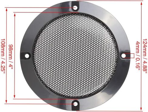 Unifizz Car 2pcs 4inch Metal Glossy Audio Speaker Cover Mesh Subwoofer Grill Horn Guard Decorative Circle Black Protector in Saudi Arabia