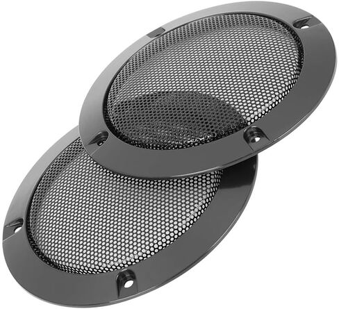 Unifizz Car 2pcs 4inch Metal Glossy Audio Speaker Cover Mesh Subwoofer Grill Horn Guard Decorative Circle Black Protector in Saudi Arabia