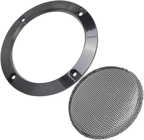 Unifizz Car 2pcs 4inch Metal Glossy Audio Speaker Cover Mesh Subwoofer Grill Horn Guard Decorative Circle Black Protector in Saudi Arabia