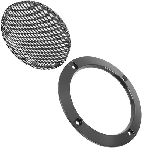 Unifizz Car 2pcs 4inch Metal Glossy Audio Speaker Cover Mesh Subwoofer Grill Horn Guard Decorative Circle Black Protector in Saudi Arabia