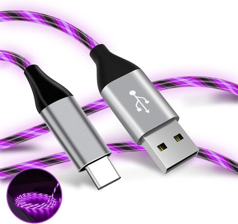 Light Up USB C Cable, LED Fast Charger Type C Charging Cords, USB-A to USB-C Compatible with Samsung Galaxy S20/S10/S9/S8, LG V40/V30 and More (Blue, 6 ft) in Kuwait