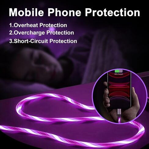 Light Up USB C Cable, LED Fast Charger Type C Charging Cords, USB-A to USB-C Compatible with Samsung Galaxy S20/S10/S9/S8, LG V40/V30 and More (Blue, 6 ft) in Kuwait