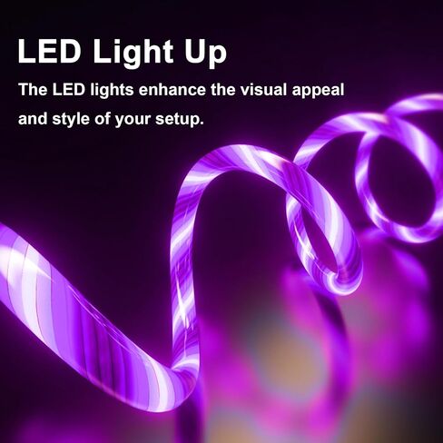 Light Up USB C Cable, LED Fast Charger Type C Charging Cords, USB-A to USB-C Compatible with Samsung Galaxy S20/S10/S9/S8, LG V40/V30 and More (Blue, 6 ft) in Kuwait