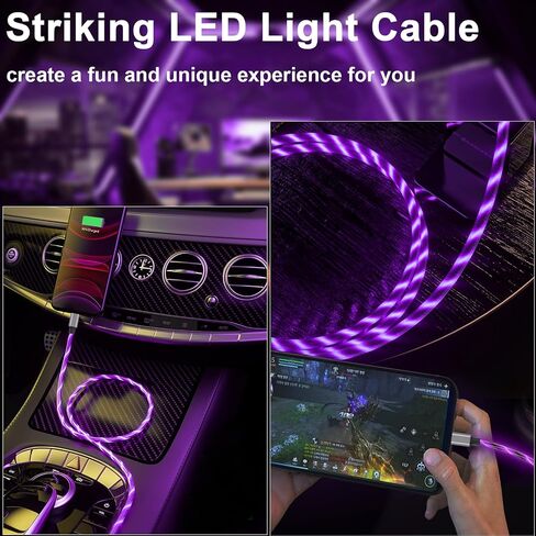 Light Up USB C Cable, LED Fast Charger Type C Charging Cords, USB-A to USB-C Compatible with Samsung Galaxy S20/S10/S9/S8, LG V40/V30 and More (Blue, 6 ft) in Kuwait