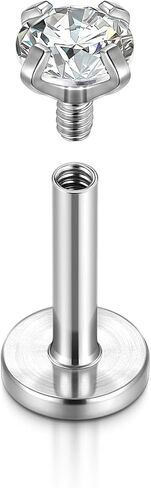 PiercingJ 2-4pcs 16g 316L Stainless Steel 3mm Cubic Zirconia Labret Monroe Lip Ring/Tragus/Helix Earring,6-12mm Bar Length in Kuwait