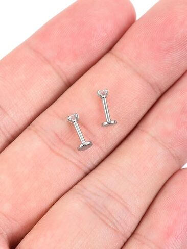 PiercingJ 2-4pcs 16g 316L Stainless Steel 3mm Cubic Zirconia Labret Monroe Lip Ring/Tragus/Helix Earring,6-12mm Bar Length in Kuwait
