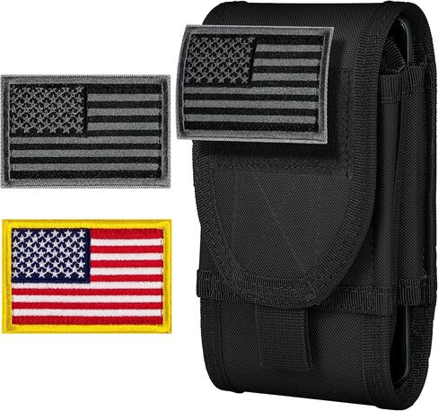 حافظة هاتف ذات سعة مزدوجة من IronSeals، حقيبة حزام مولي تكتيكية مع رقعتي علم لهاتف iPhone 15ProMax/15Pro/14 Plus/14 Pro Max/13 Pro Max/12ProMax، Samsung S23Ultra، حجم كبير وصلابة إضافية in Kuwait