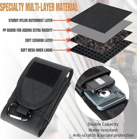 حافظة هاتف ذات سعة مزدوجة من IronSeals، حقيبة حزام مولي تكتيكية مع رقعتي علم لهاتف iPhone 15ProMax/15Pro/14 Plus/14 Pro Max/13 Pro Max/12ProMax، Samsung S23Ultra، حجم كبير وصلابة إضافية in Kuwait