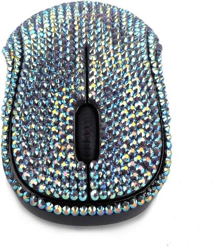 ماوس لاسلكي فاخر من العلامة التجارية Bling Dazzle مرصع بحجر الراين والكريستال لأجهزة الكمبيوتر وأجهزة الكمبيوتر المحمولة المكتبية - ذهبي ملون in Kuwait