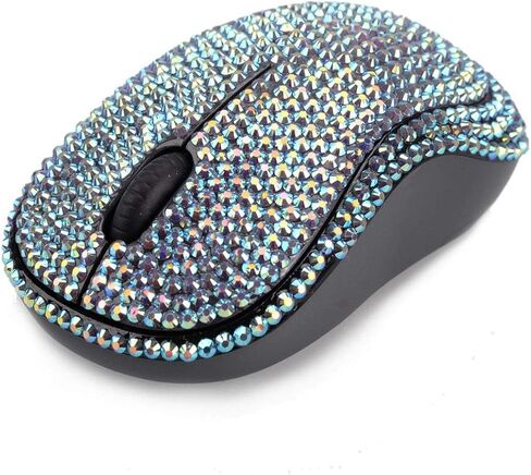 ماوس لاسلكي فاخر من العلامة التجارية Bling Dazzle مرصع بحجر الراين والكريستال لأجهزة الكمبيوتر وأجهزة الكمبيوتر المحمولة المكتبية - ذهبي ملون in Kuwait