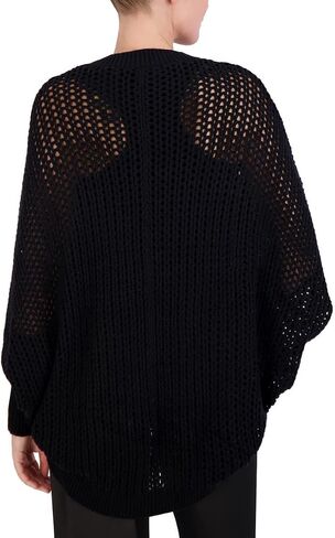 BCBGMAXAZRIA Women's Crew Neck Asymmetrical Long Sleeve Open Knit Pullover Sweater Top in Saudi Arabia