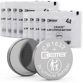 EEMB 10PCS CR1632 Battery 3V Lithium Battery Li-MnO₂ Button Battery 1632 Battery ECR1632,DL1632 for Watch,Key Fob,Calculator,Car Remote,Toys
