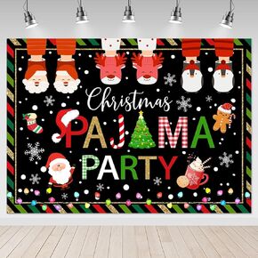 Mocsicka 7x5ft Christmas Pajamas Party Backdrop Merry Christmas Pajamas Baby Shower Party Decorations Winter Snowman Santa Xmas Holiday Ugly Sweater Birthday Photography Background