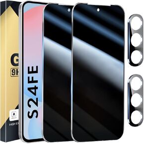 عبوتان+2 واقي شاشة للخصوصية لهاتف Galaxy S24 FE - عبوتان من فيلم الخصوصية + عبوتان من زجاج مقسى لعدسات الكاميرا، خالية من الفقاعات عالية الوضوح، حماية ضد التجسس لهاتف Samsung S24 FE 5G in Kuwait
