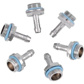 6 PCS Two-Touch Fitting G1/4 Thread Barb Connector with Silicone Ring for PC Water Cooling Tube(6mm)
